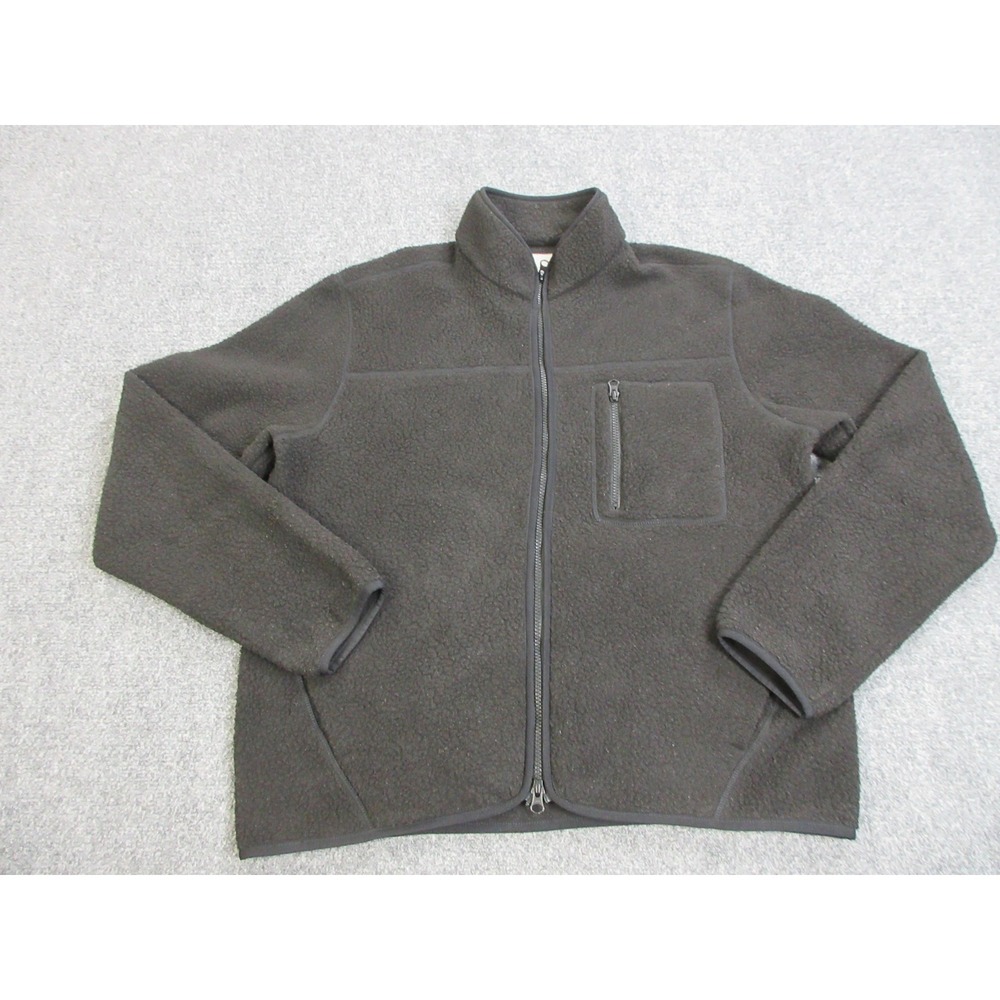 Everlane Fleece Jacket Mens Medium Gray Full Zip Chest Pocket Recycled Warm